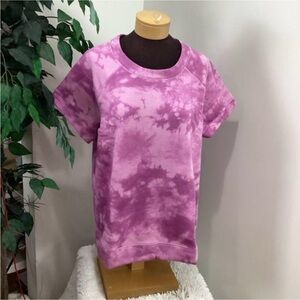 Sonoma Short Sleeve Sweatshirt Woman’s size 0X pink/purple tie dye crew …